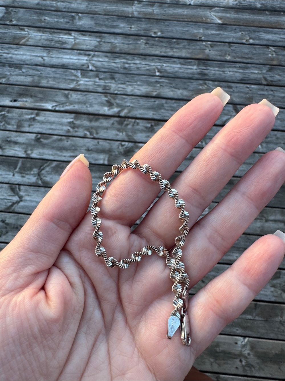 Vintage Solid Silver Twisted Chain Bracelet - stamped 925/made in Italy